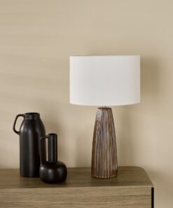 Alternative view of Kaulana Brown Ceramic Table Lamp with Natural Cotton Mix Shade
