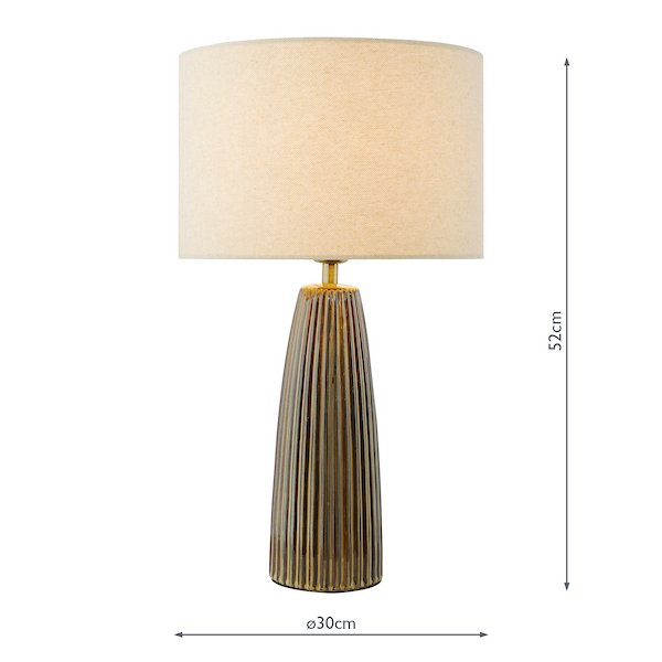 Kaulana Brown Ceramic Table Lamp with Natural Cotton Mix Shade - Image 7