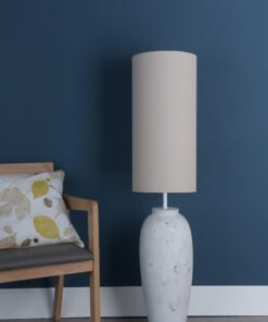 Alternative view of Roetta White Concrete Floor Lamp with Natural Linen Shade