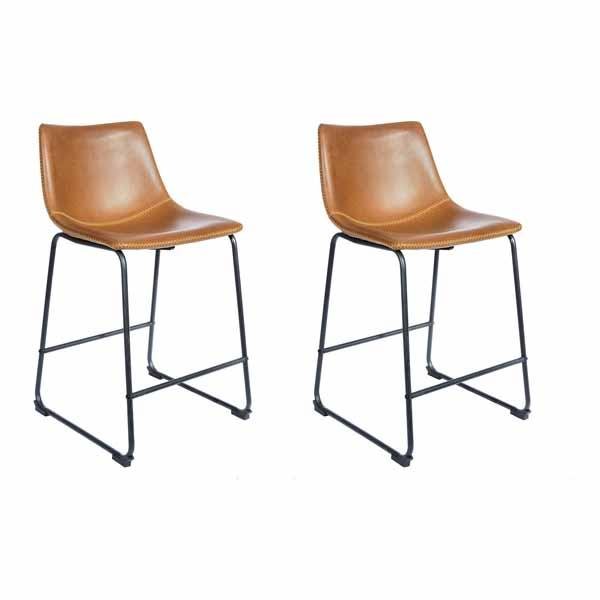 Scoop Counter Stool in Tan (Set of 2) - Image 5