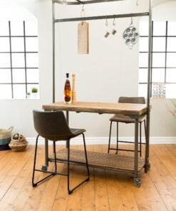 Scoop Counter Stool in Grey (Set of 2)