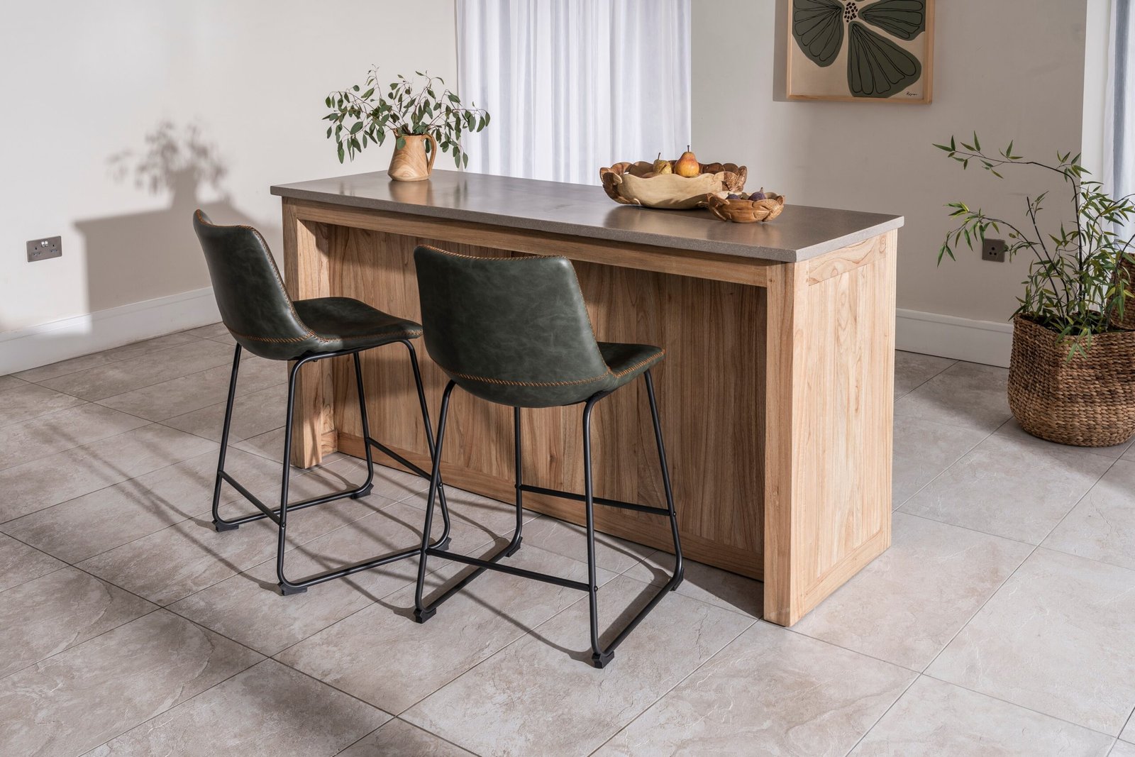 Scoop Counter Stool in Forest Green (Set of 2)