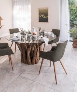 Alternative view of Set of 2 Somerset Dining Chairs in Olive Green Twill