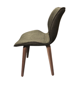 Set of 2 Manhattan Wooden Leg Dining Chairs in Olive Green Twill