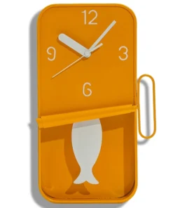 Metal Sardine Tin Clock with Fish Pendulum (Orange)