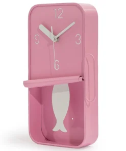 Metal Sardine Tin Clock with Fish Pendulum (Pink)