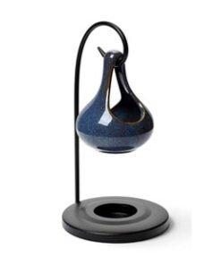 Ceramic Hanging Oil Burner in Dark Blue with Stand