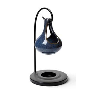 Ceramic Hanging Oil Burner in Dark Blue with Stand