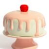 Ceramic White & Pink Iced Cake Stand