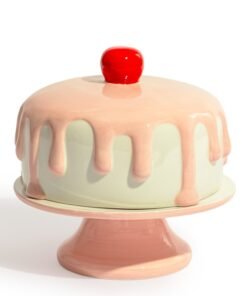 Ceramic White & Pink Iced Cake Stand