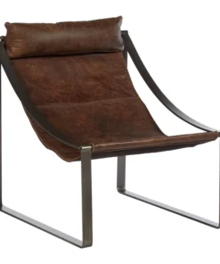 Distressed Leather and Iron Accent / Easy Chair