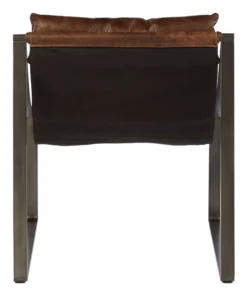 Distressed Leather and Iron Accent / Easy Chair - Image 4