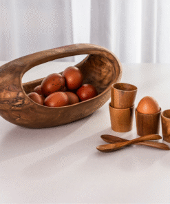 Carved Wood Egg Basket