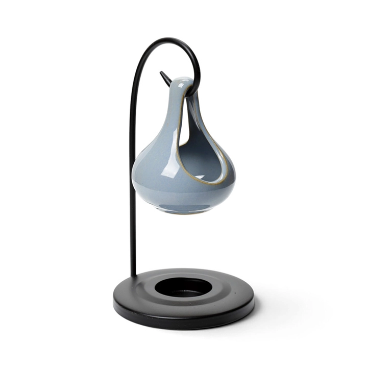Ceramic Hanging Oil Burner in Light Blue with Stand