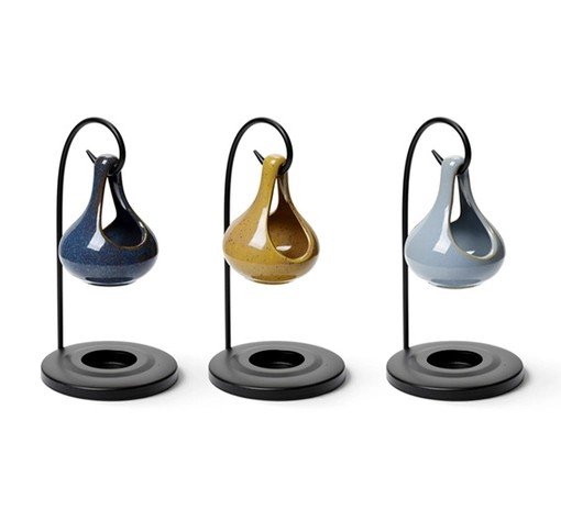 Ceramic Hanging Oil Burner in Natural Sand with Stand - Image 3