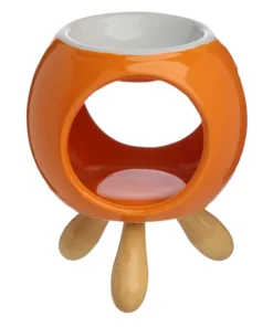 Round Ceramic Oil Burner in Orange on Feet