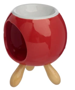Alternative view of Round Ceramic Oil Burner in Red on Feet