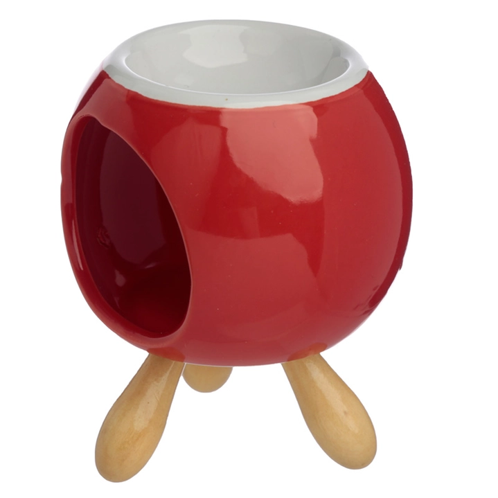 Round Ceramic Oil Burner in Red on Feet - Image 2