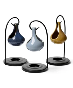 Alternative view of Ceramic Hanging Oil Burner in Natural Sand with Stand