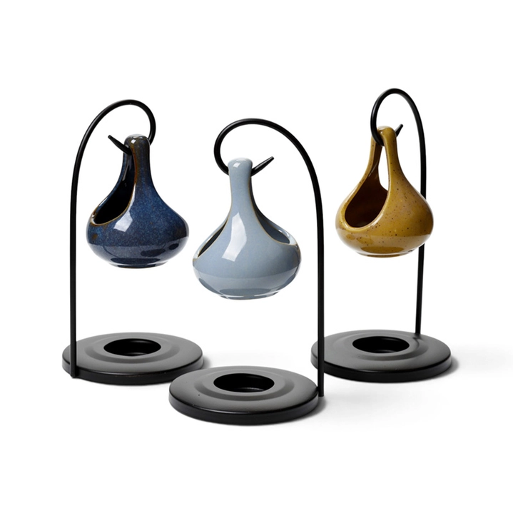 Ceramic Hanging Oil Burner in Natural Sand with Stand - Image 2